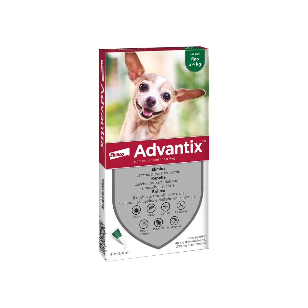BAYER ADVANTIX SPOT ON 6 PIPETTE CANI 0- 4 KG BAYER ADVANTIX SPOT ON 6 PIPETTE CANI 0- 4 KG