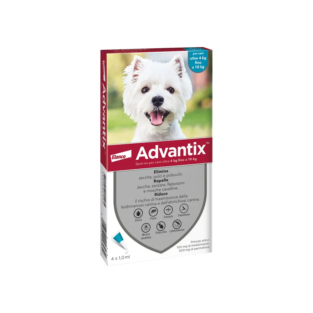 BAYER ADVANTIX SPOT ON 6 PIPETTE CANI 4-10 KG BAYER ADVANTIX SPOT ON 6 PIPETTE CANI 4-10 KG