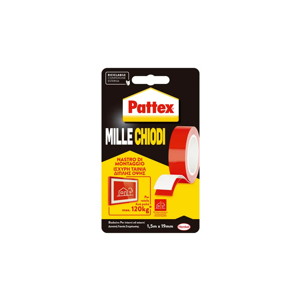 PATTEX MILLECHIODI NASTRO BIADESIVO DI MONTAGGIO (12 PATTEX MILLECHIODI NASTRO BIADESIVO DI MONTAGGIO (12