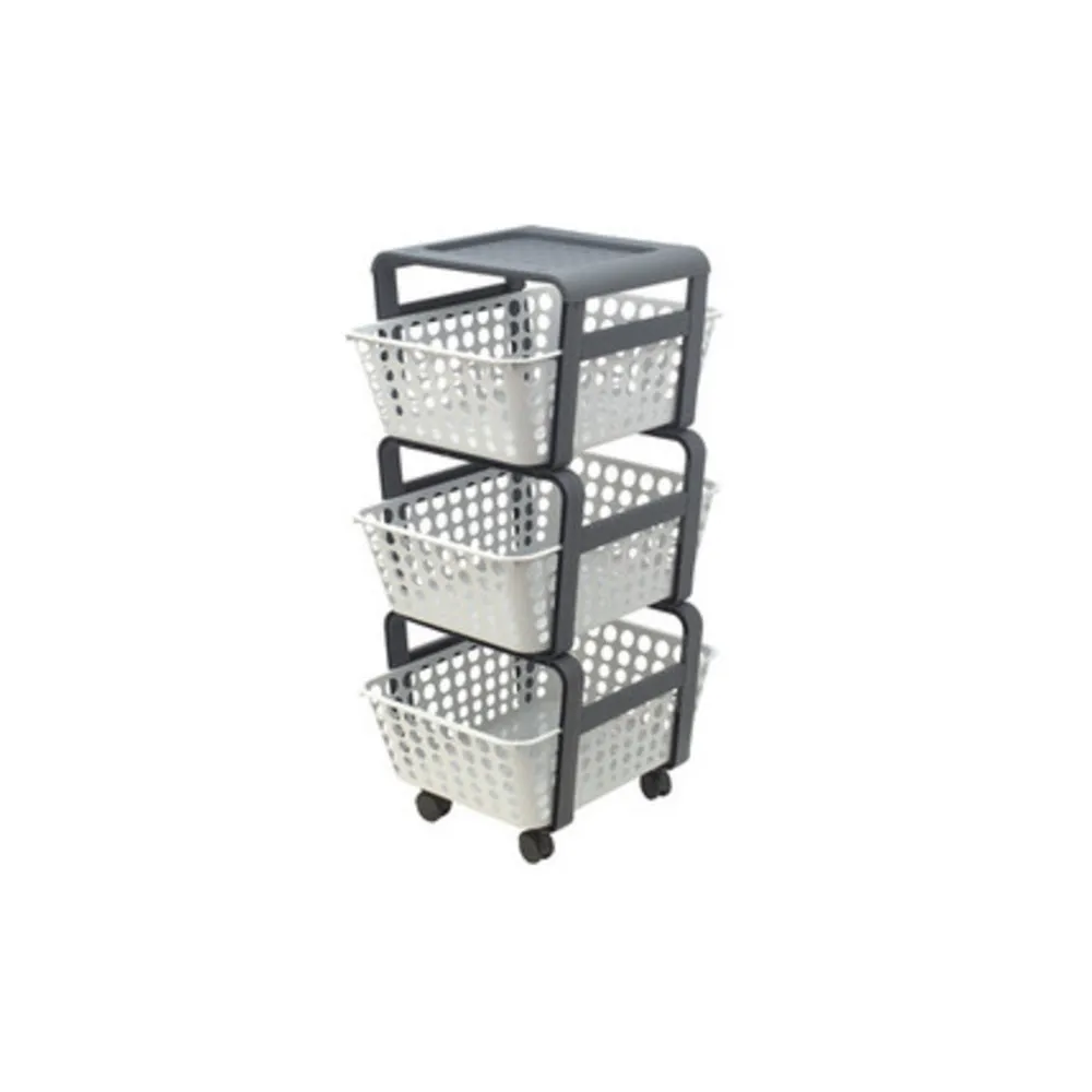 CARRELLO DA CUCINA MODULA A 3 CESTE C/RUOTE (4 CARRELLO DA CUCINA MODULA A 3 CESTE C/RUOTE (4