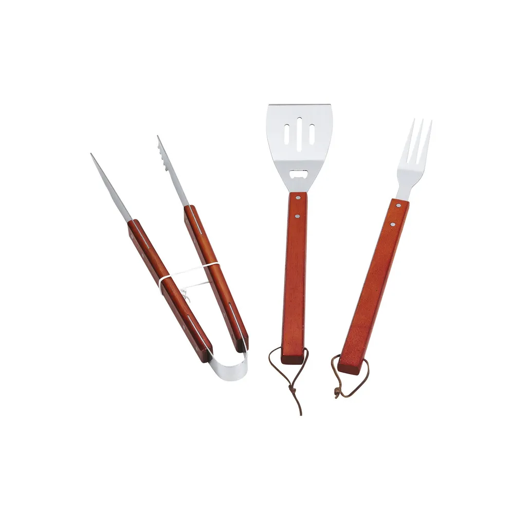 SET BARBECUE INOX C/MANICO IN LEGNO 3 PZ SET BARBECUE INOX C/MANICO IN LEGNO 3 PZ