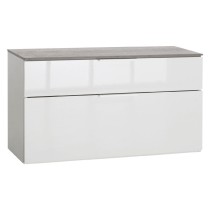 PANCA DOPPIO CASSETTO LINEA 'GALAVERNA' cm. 35 x 90 x h.50 - cemento/bianco