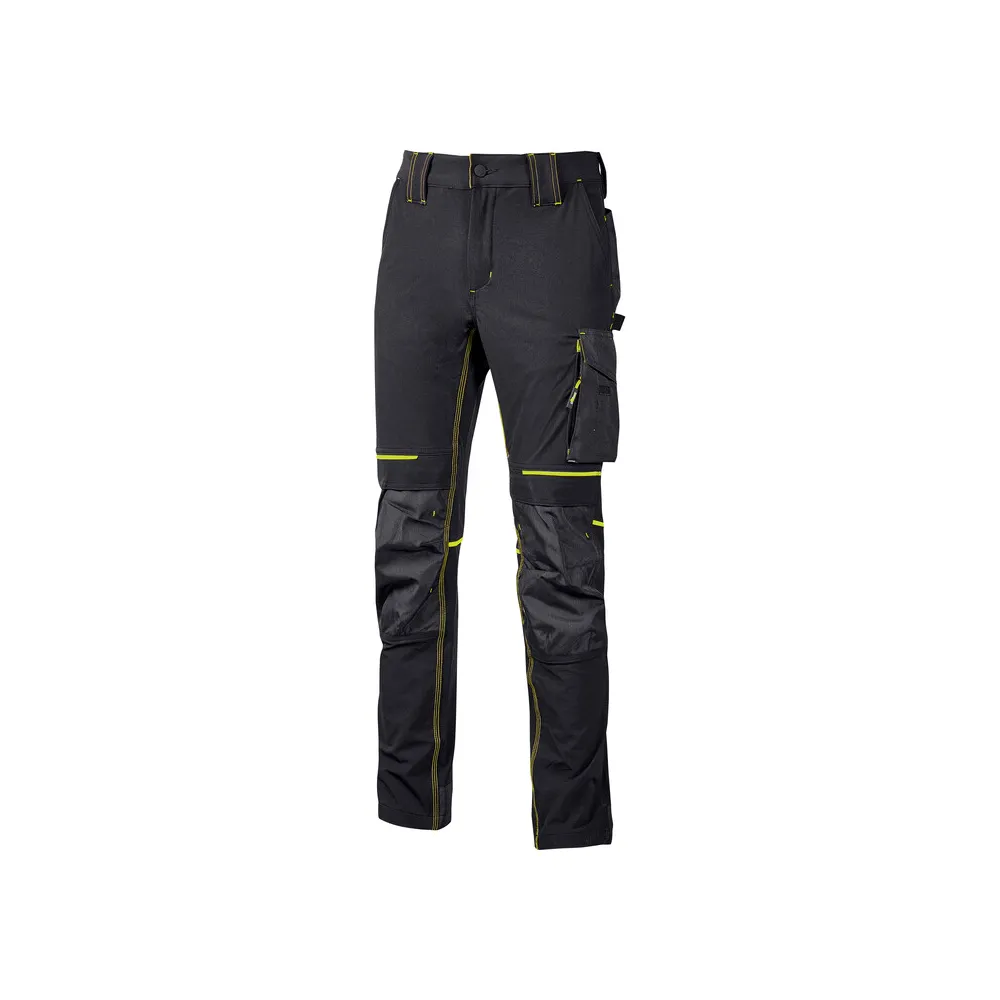 U-POWER PANTALONE ATOM SLIM FIT NERO-GIALLO TG.L U-POWER PANTALONE ATOM SLIM FIT NERO-GIALLO TG.L