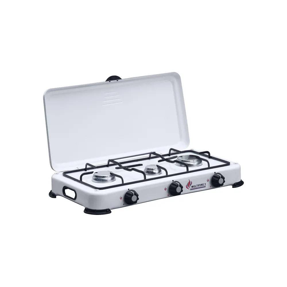 FORNELLO A GAS 3 FUOCHI C/COPERCHIO CAMPING MULTIFIRE 3 FORNELLO A GAS 3 FUOCHI C/COPERCHIO CAMPING MULTIFIRE 3