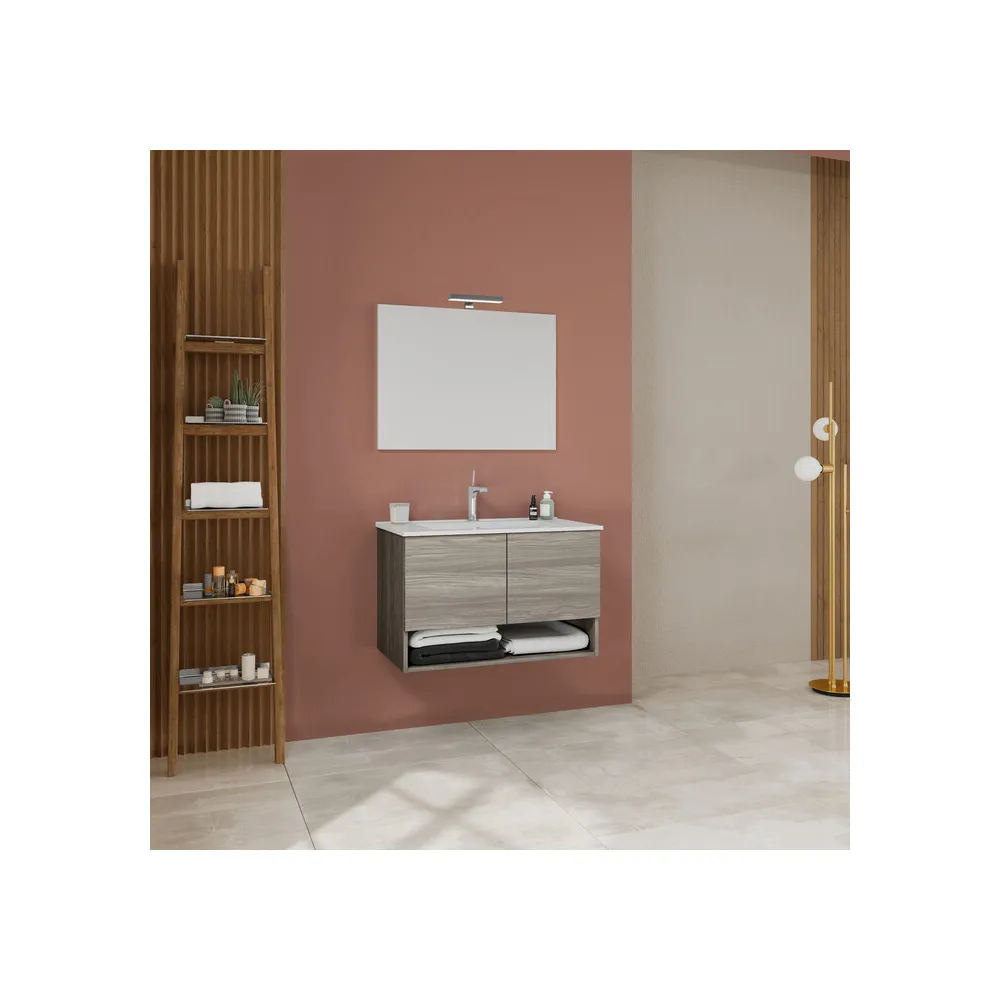 MOBILE BAGNO OSLO 2 ANTE 80 SOSP. ROVERE GRIGIO MOBILE BAGNO OSLO 2 ANTE 80 SOSP. ROVERE GRIGIO