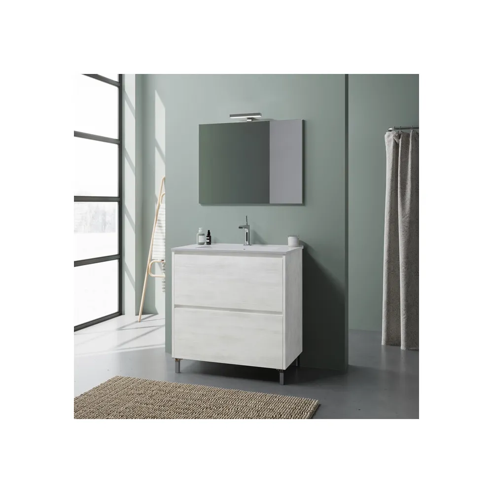 MOBILE BAGNO LISBONA 2C 80 ROVERE BIANCO
