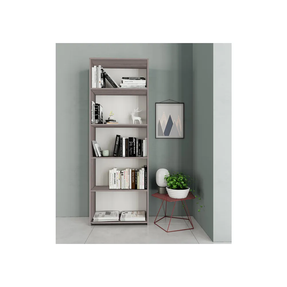 KIT LIBRERIA 4 RIPIANI 65X25XH183 CM ROVERE GRIGIO KIT LIBRERIA 4 RIPIANI 65X25XH183 CM ROVERE GRIGIO