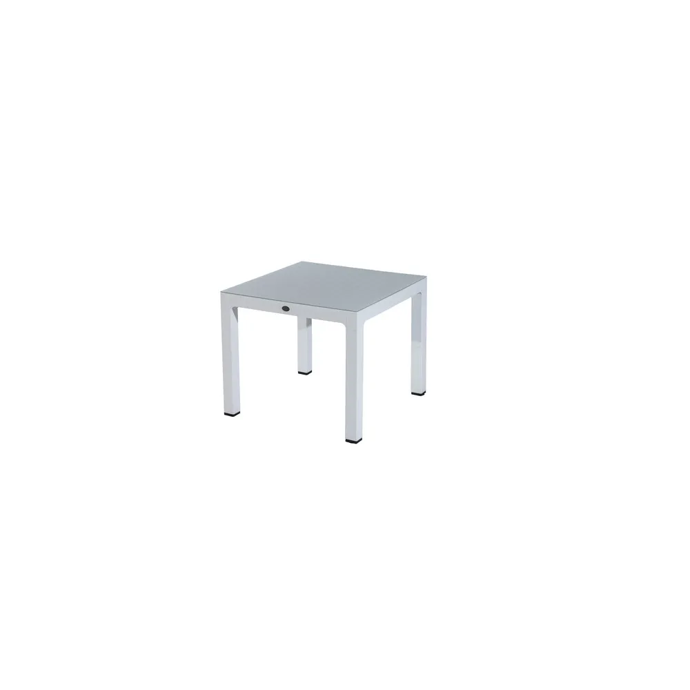 TAVOLO C/VETRO REGNUM 90X90XH75CM BIANCO