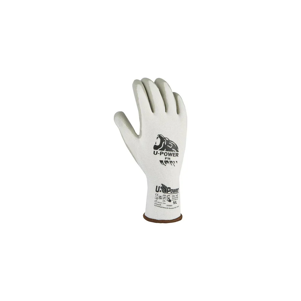 U-POWER GUANTI FIT BIANCO GRIGIO TAGLIA 8 (12 U-POWER GUANTI FIT BIANCO GRIGIO TAGLIA 8 (12