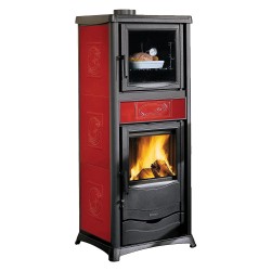 TERMOSTUFA A LEGNA 'TERMOROSSELLA PLUS FORNO DSA 4.0' Colore bordeaux