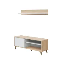 KIT PORTA TV MENSOLA 135X40XH50 CM ROVERE BIANCO
