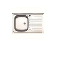 LAVELLO APPOGGIO INOX 1 VASCA SX + GOCCIOLATOIO DX 80 CM