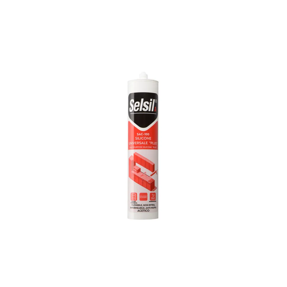 SELSIL SILICONE ACETICO PLUS SAC-100 BIANCO 280 ML (25 SELSIL SILICONE ACETICO PLUS SAC-100 BIANCO 280 ML (25