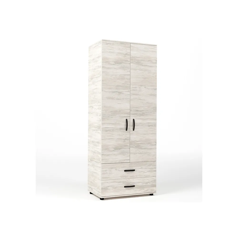 KIT ARMADIO 2 ANTE + 2 CASSETTI 80X52X205 CM BIANCO VEN.K083