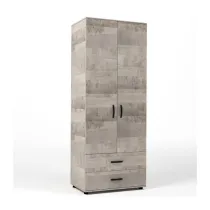 KIT ARMADIO 2 ANTE + 2 CASSETTI 80X52X205 CM ROVERE PLAT.K355