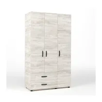 KIT ARMADIO 3 ANTE + 2 CASSETTI 120X52X205 CM BIANCO VEN.K083