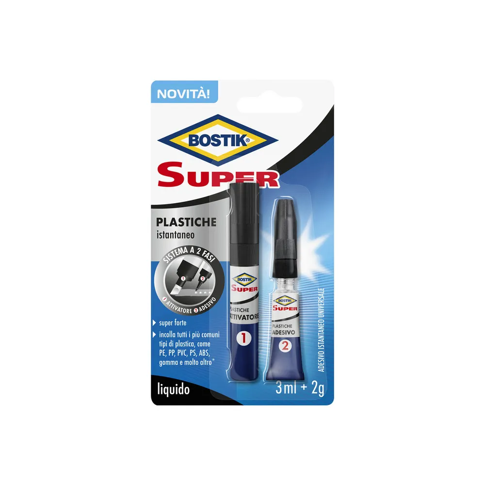 BOSTIK SUPER PLASTICHE ATTIVATORE+ADESIVO BLISTER (6