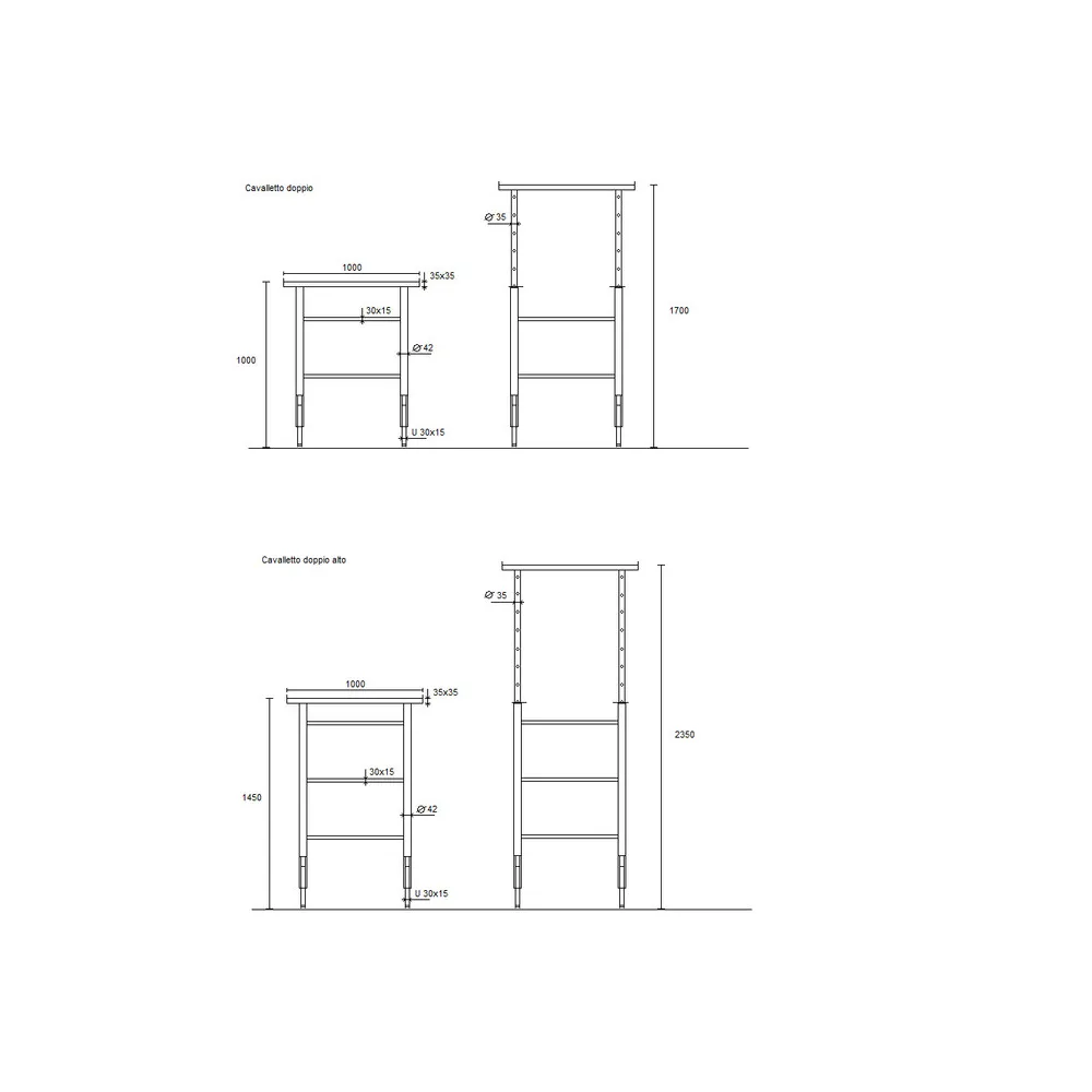 CAVALLETTO DOPPIO REGOLABILE 100-170 CM CAVALLETTO DOPPIO REGOLABILE 100-170 CM