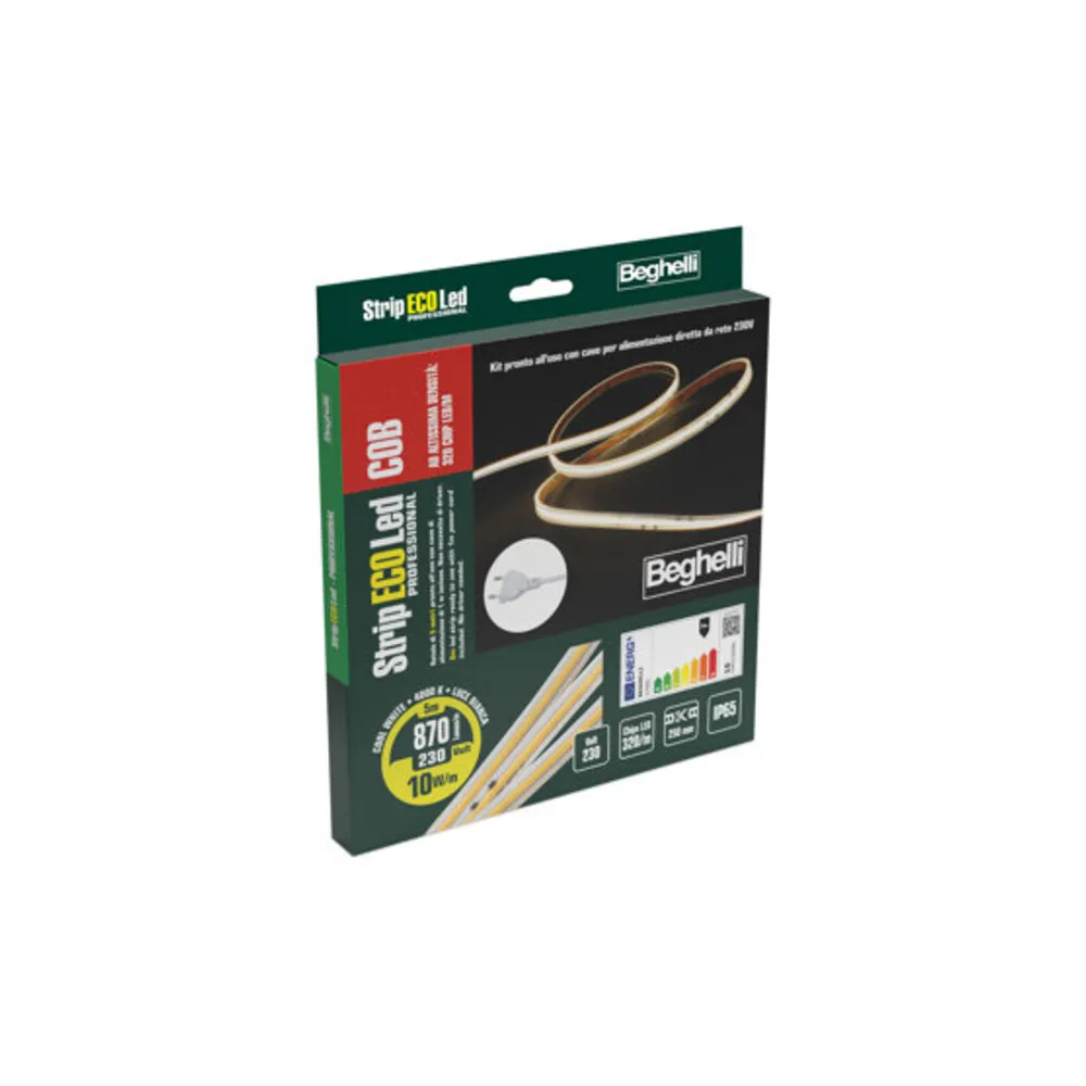 BEGHELLI STRIP LED 230V-10W IP65-4000K - 5 M