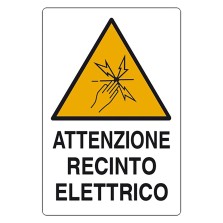 CARTELLO 'ATTENZIONE RECINTO ELETTRICO' cm 20 x 30