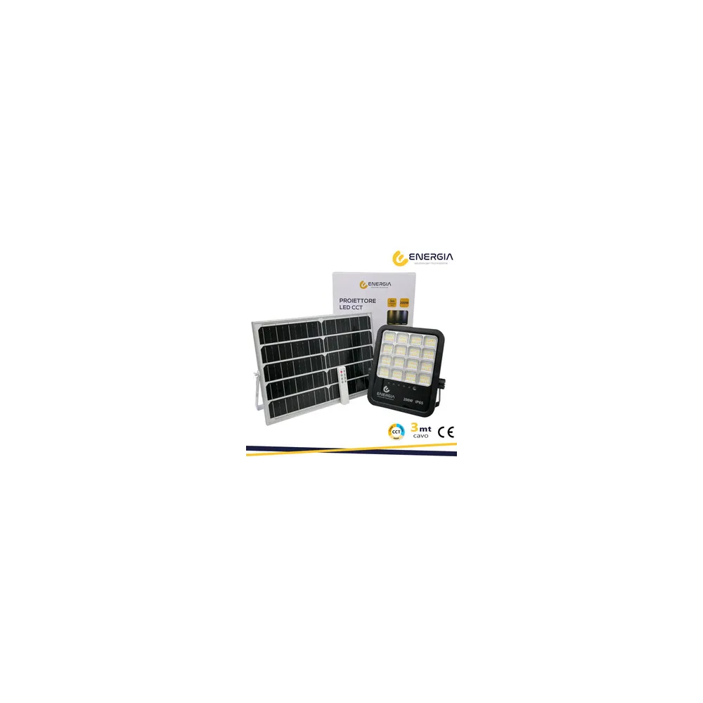 FARO CON PANNELLO SOLARE 200W 2200LM CCT TELECOM. FARO CON PANNELLO SOLARE 200W 2200LM CCT TELECOM.
