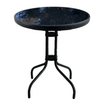 TAVOLO SPRITZ METALLO D 60XH70 CM VETRO NERO 022196