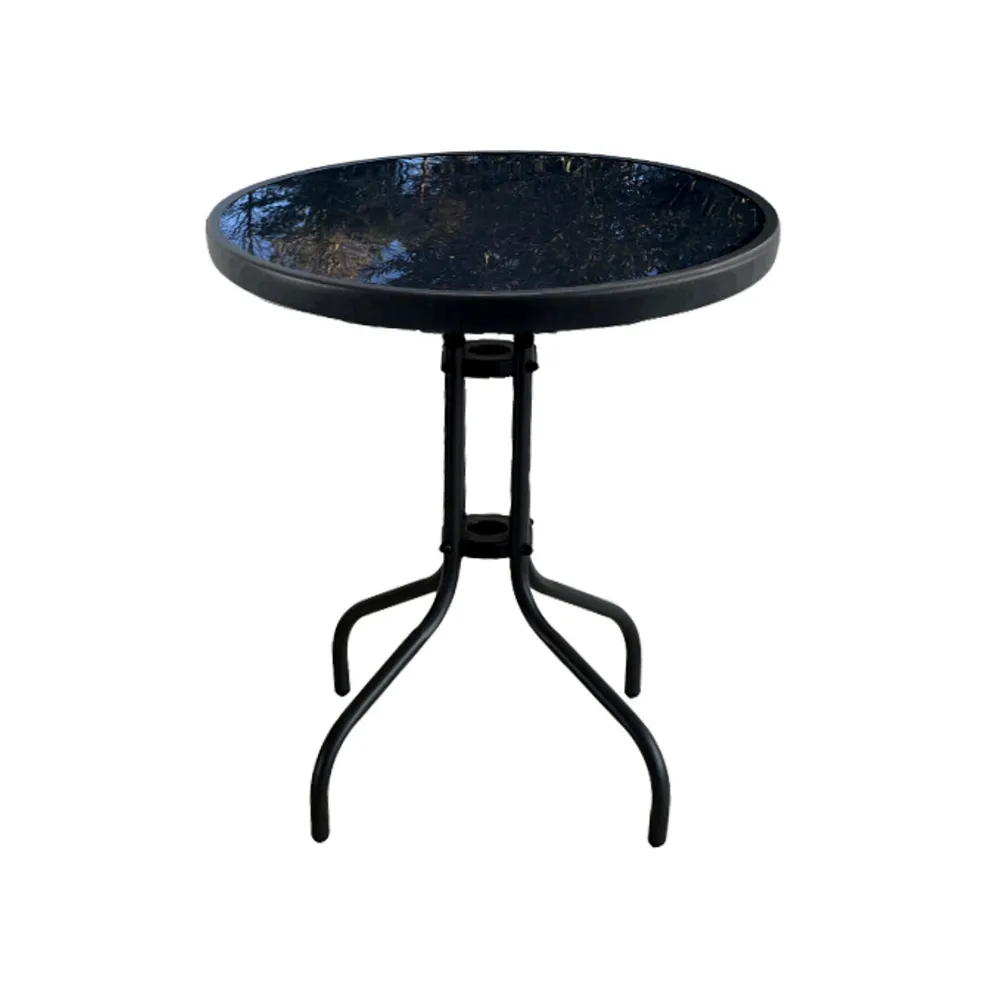 TAVOLO SPRITZ METALLO D 60XH70 CM VETRO NERO 022196 TAVOLO SPRITZ METALLO D 60XH70 CM VETRO NERO 022196