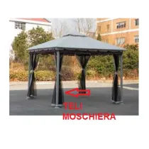 R SET 4 TELI MOSCHIERA X GAZEBO IN ACCIAIO SMERALDA MT.3X3