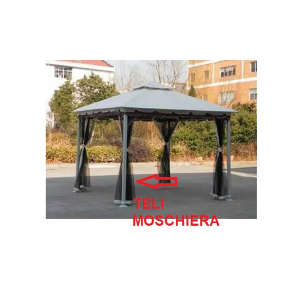 R SET 4 TELI MOSCHIERA X GAZEBO IN ACCIAIO SMERALDA MT.3X3