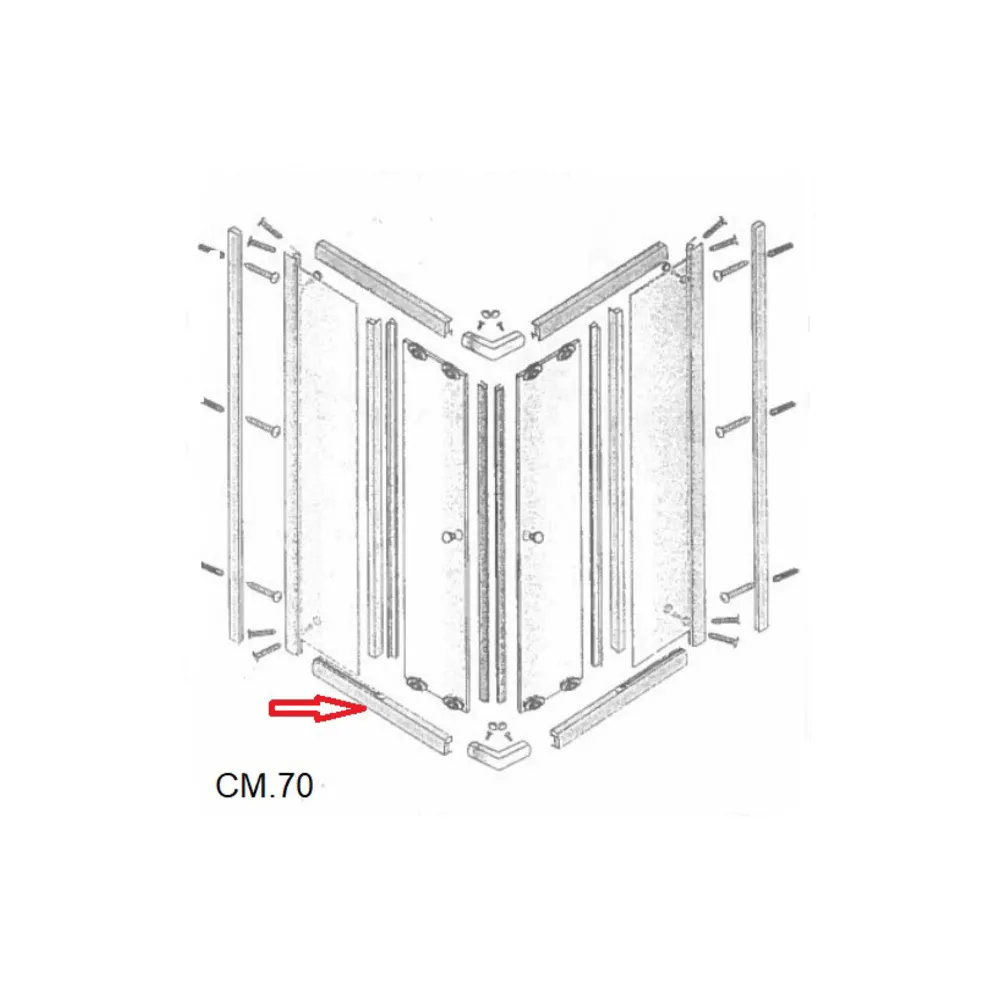 R PROFILO INFERIORE  LATO 70 X BOX DOCCIA CRISTALLO TRASP.MM.6 CM.70X90LUSSO