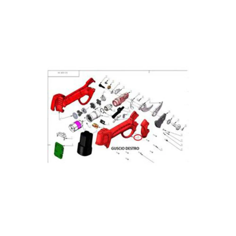 R GUSCIO DESTRO X FORBICI POTA 2 BATTERIE 16.8V 4AH 32 MM DJ-028 R GUSCIO DESTRO X FORBICI POTA 2 BATTERIE 16.8V 4AH 32 MM DJ-028
