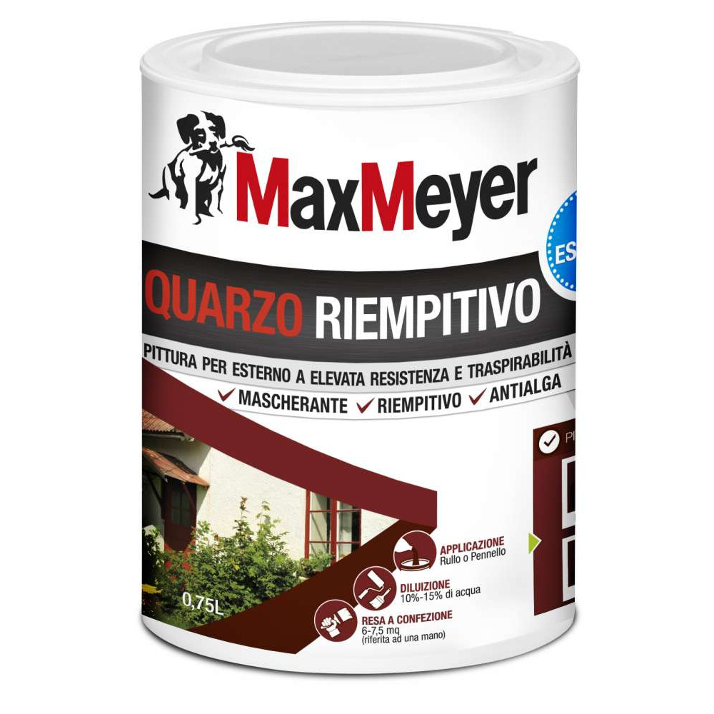 PITTURA PER ESTERNI QUARZO RIEMPITIVO ANTIALGA BIANCO MAXMEYER 0,75L