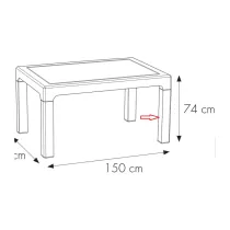 R PIEDE X TAVOLO HOUSTON RESINA 150X90XH74 CM ANTRACITE