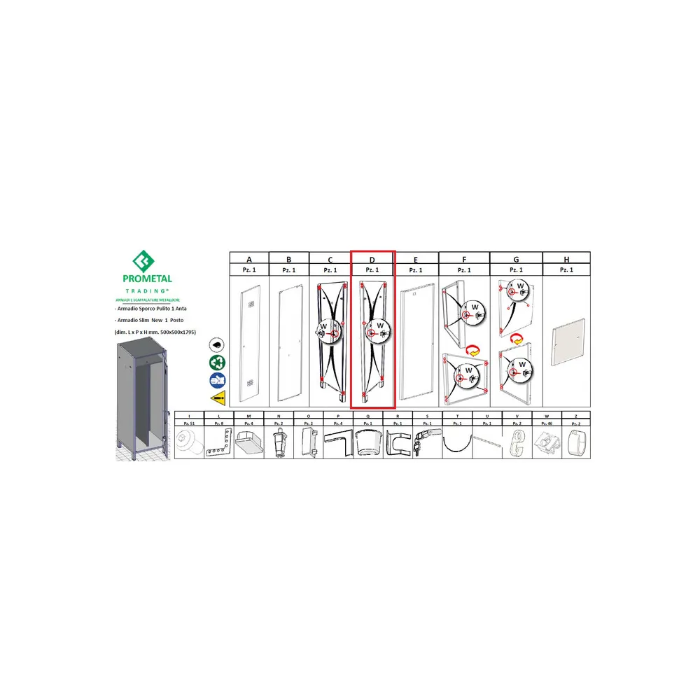 R FIANCO DX X ARMADIO SPORCO/PULITO 1 ANTA 50X50XH179 CM KIT R FIANCO DX X ARMADIO SPORCO/PULITO 1 ANTA 50X50XH179 CM KIT
