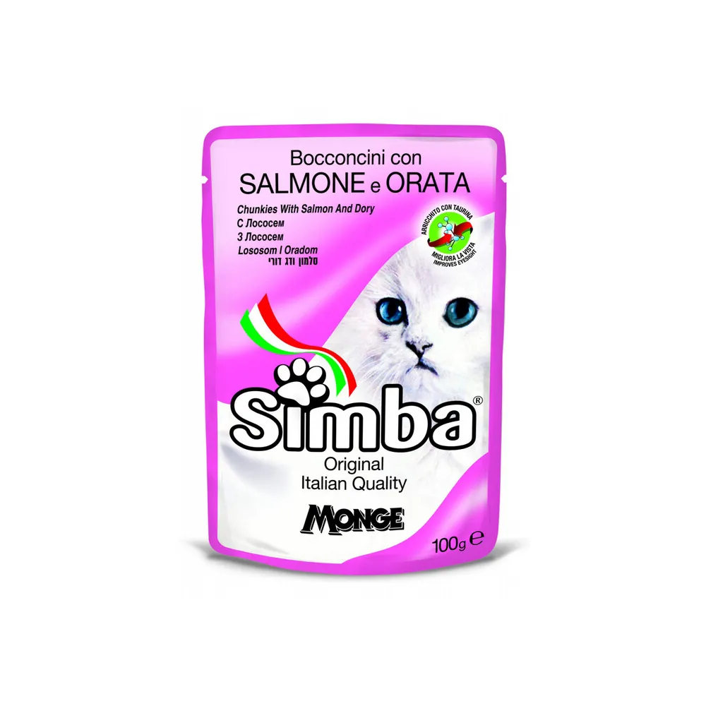 CIBO GATTO MONGE SIMBA 100 G SALMONE E ORATA (24 CIBO GATTO MONGE SIMBA 100 G SALMONE E ORATA (24