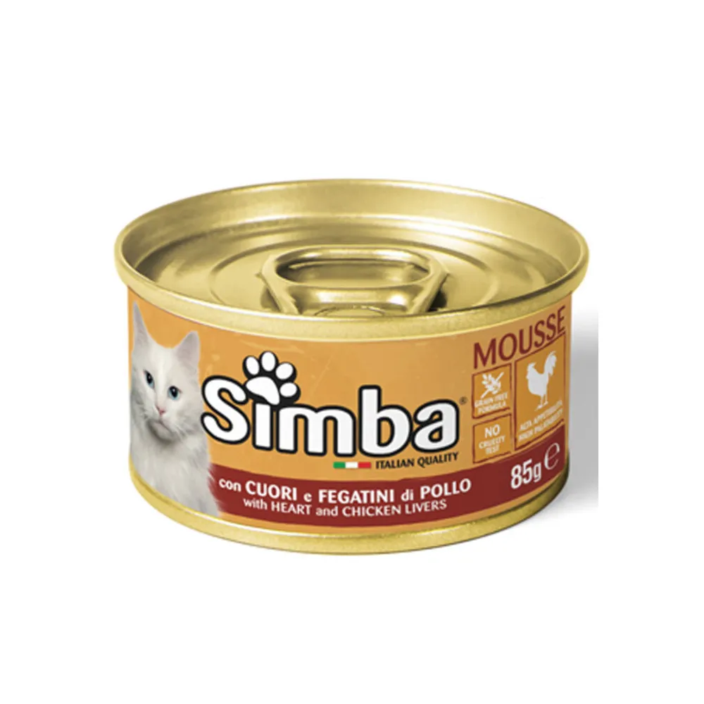 CIBO GATTO MONGE SIMBA  85 G CUORI E FEGATINI POLLO (24