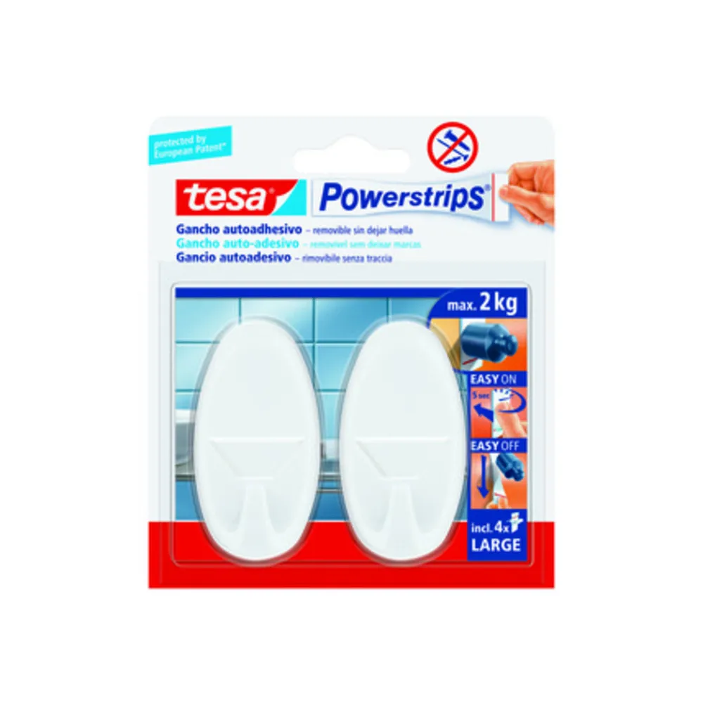 GANCIO ADESIVO TESA POWERSTRIPS GRANDE BIANCO 2 PZ (6