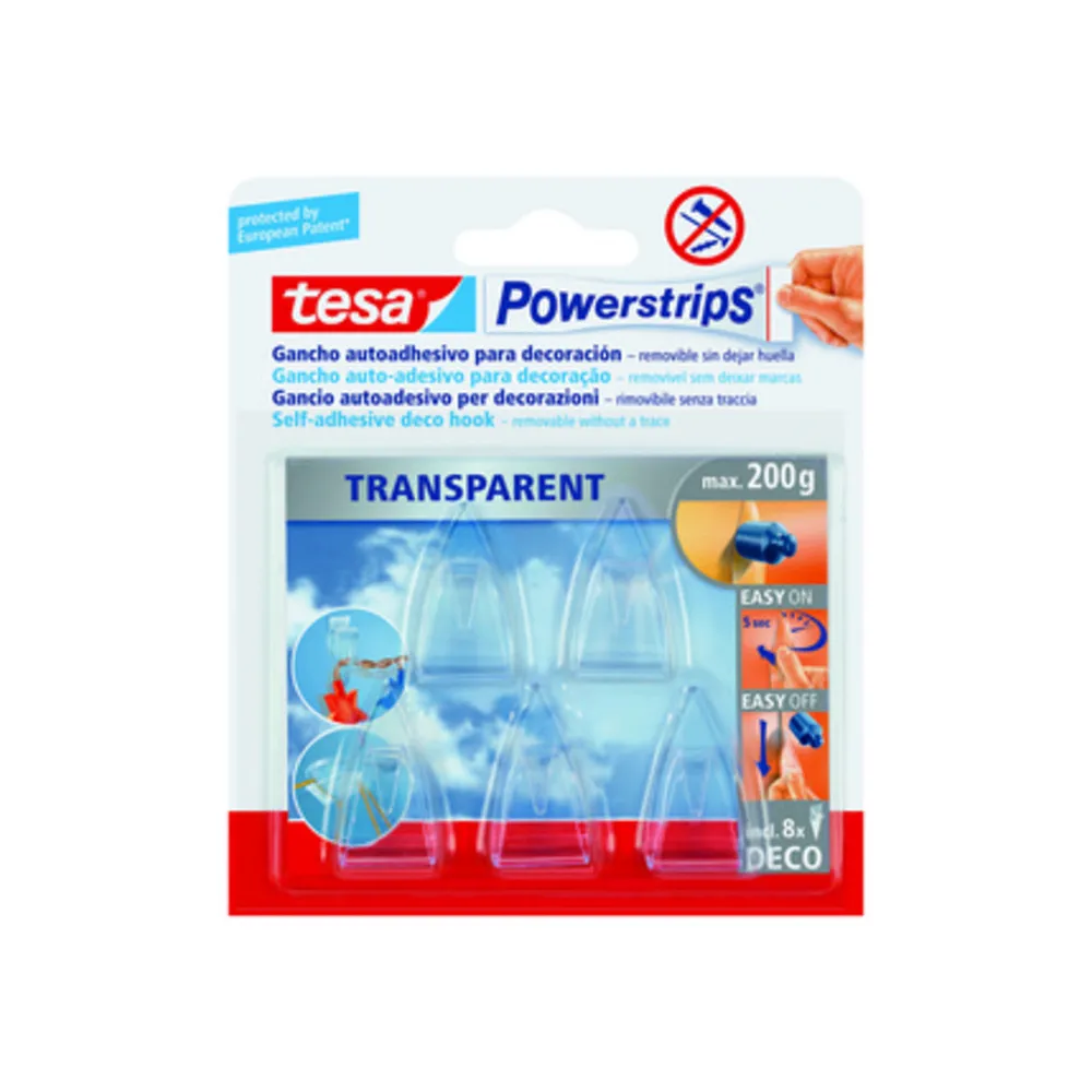 GANCIO ADESIVO TESA POWERSTRIPS TRASPARENTE 5 PZ (10
