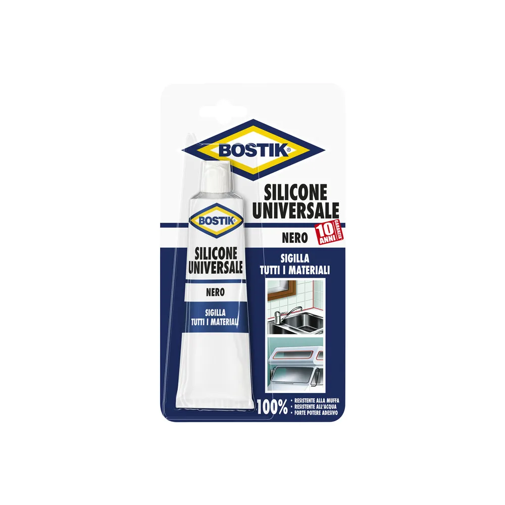 BOSTIK SILICONE UNIVERSALE 60 ML NERO BLISTER (12