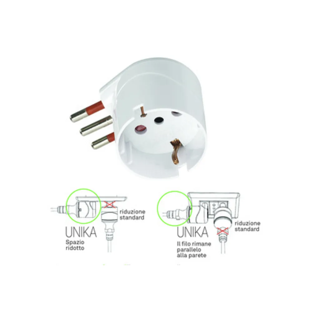 ROSI 78027 ADATTATORE SCHUKO 90 10A 2P+T