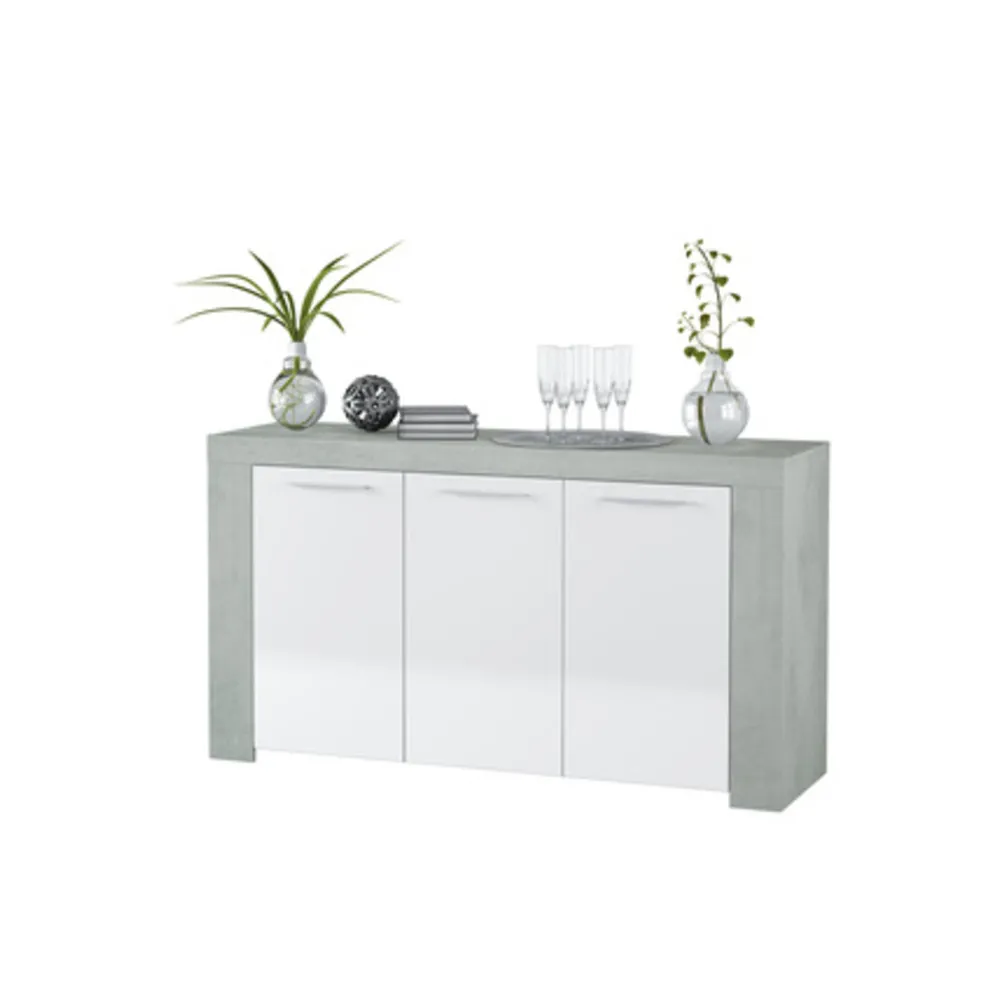 KIT CREDENZA 3 ANTE AMBIT 144X42XH80 CM BIA/CEMEN