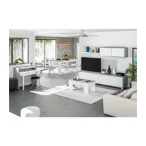 KIT TAVOLO CAFF ELEV 50X100X45/56H BIANCO/CEMEN