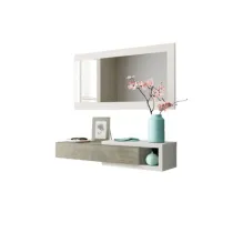 KIT INGRESSO 1 CASSETTO + SPECCHIO NOON BIANCO/QUERCIA