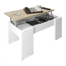 KIT TAVOLO CAFFE ELEV 50X100X45/56H ROVERE/BIANCO