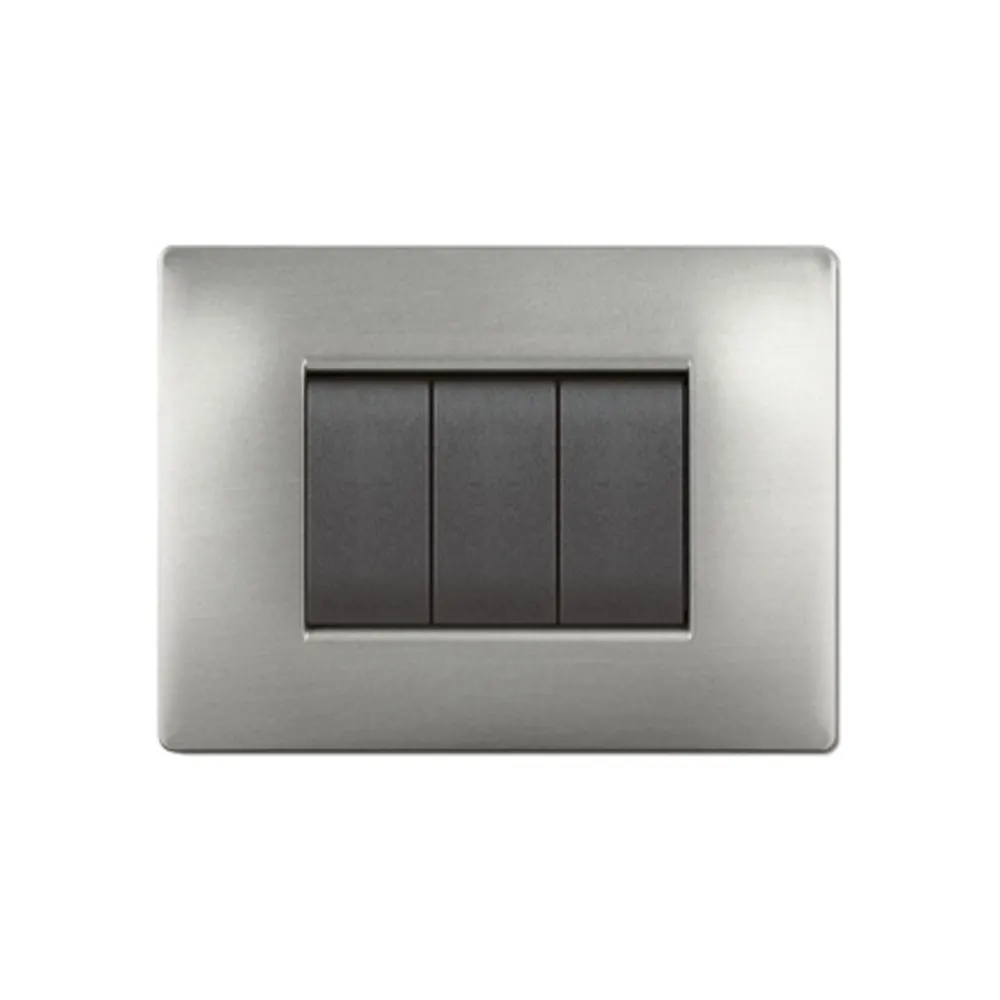 PLACCA LIFE Q LIVING PLAST ACCIAIO SATINATO 4P PLACCA LIFE Q LIVING PLAST ACCIAIO SATINATO 4P