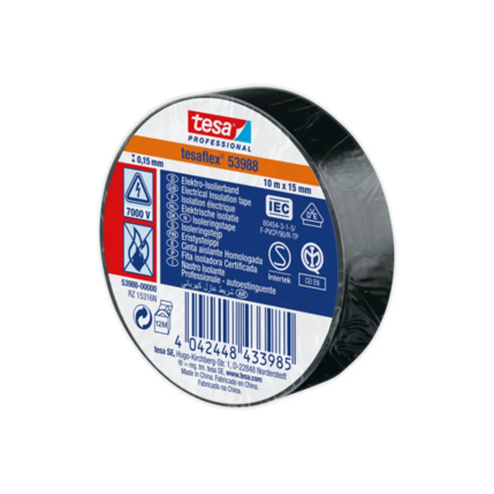 NASTRO ISOLANTE CERTIFICATO NERO 10MTX15MM (10