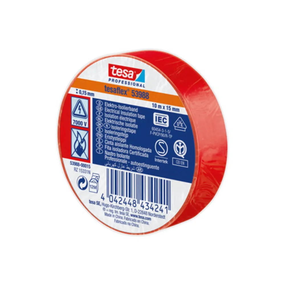 NASTRO ISOLANTE CERTIFICATO ROSSO 10MTX15MM (10 NASTRO ISOLANTE CERTIFICATO ROSSO 10MTX15MM (10