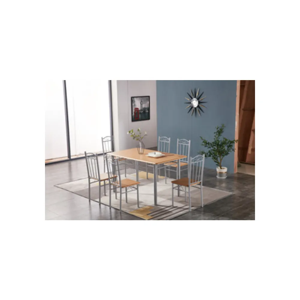 SET TAVOLO C/6 SEDIE 140X80 CM LEGNO CHIARO SET TAVOLO C/6 SEDIE 140X80 CM LEGNO CHIARO