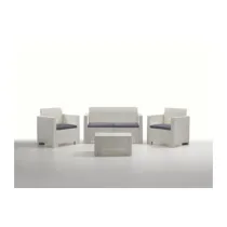 SALOTTO NEBRASKA RESINA 2 4 PZ C/CUSCINI BIANCO