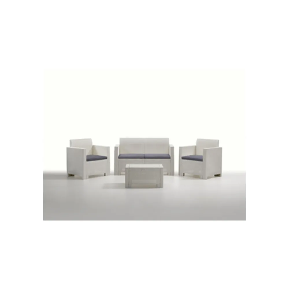 SALOTTO NEBRASKA RESINA 2 4 PZ C/CUSCINI BIANCO SALOTTO NEBRASKA RESINA 2 4 PZ C/CUSCINI BIANCO